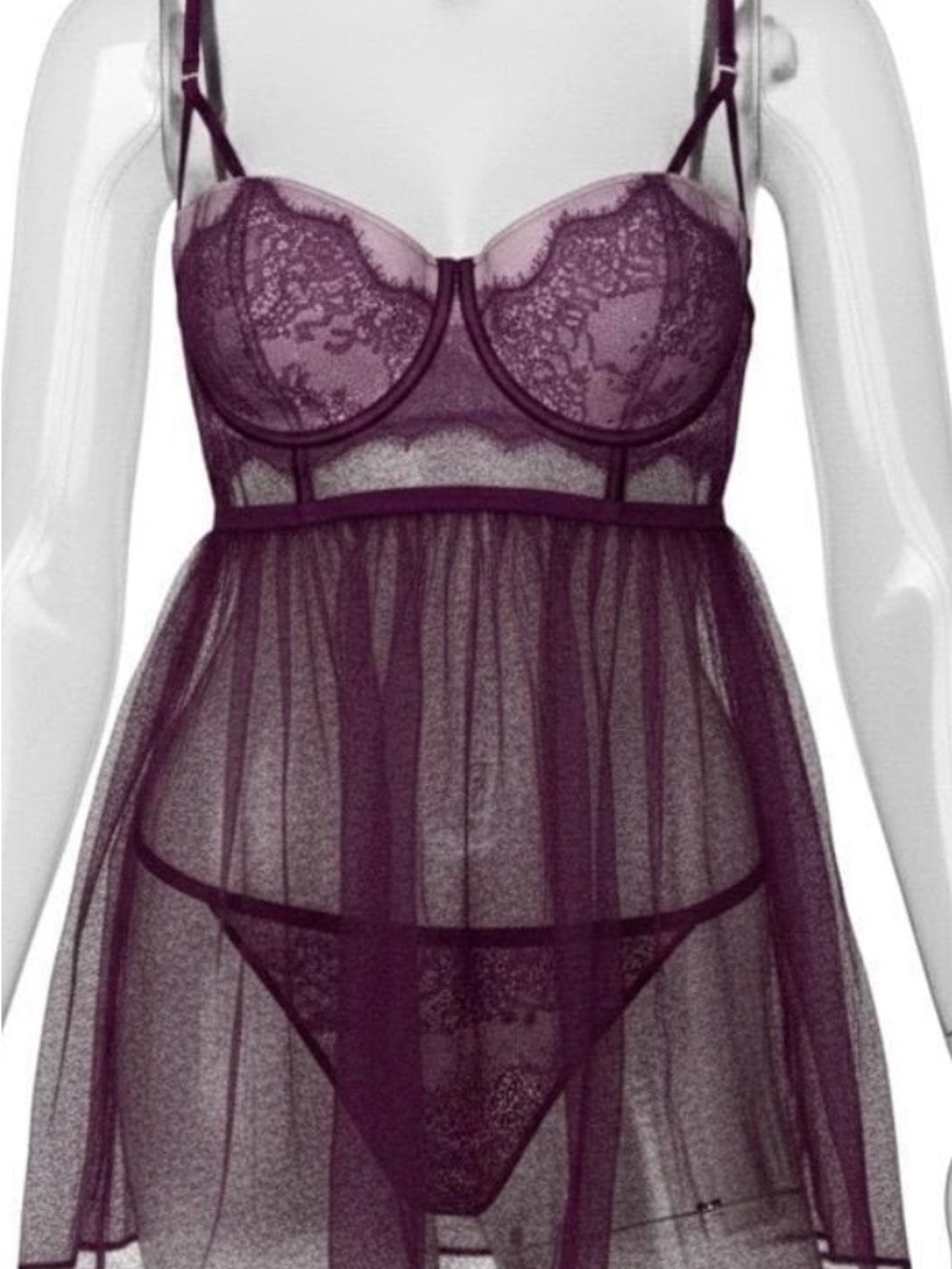 Victoria's Secret Plum Lace Babydoll Chemise